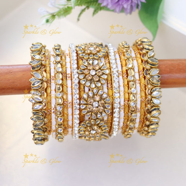 Exquisite Bridal Bangle Set – Silk Thread & Kundan ONE HAND