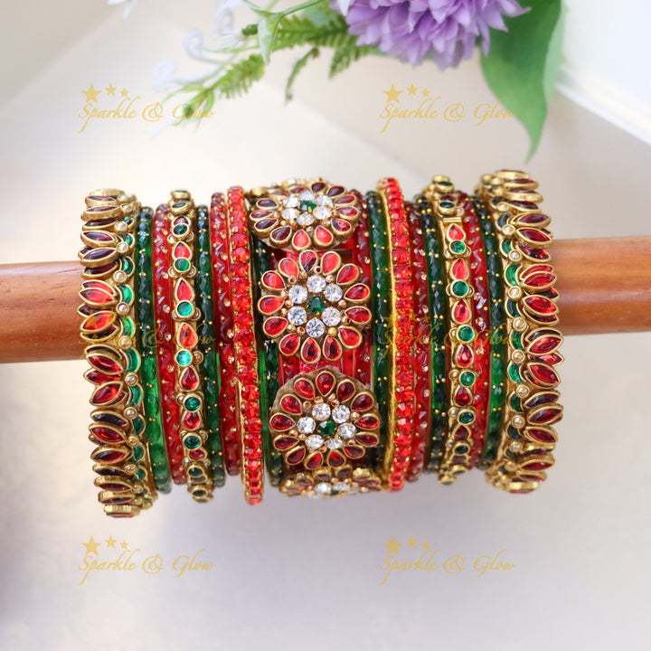 Exquisite Bridal Bangle Set – Silk Thread & Kundan ONE HAND