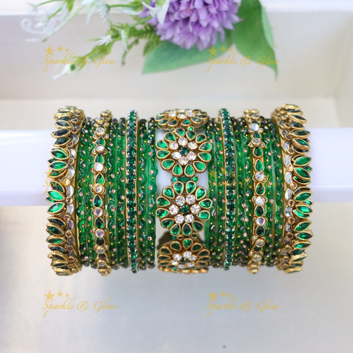 Exquisite Bridal Bangle Set – Silk Thread & Kundan ONE HAND
