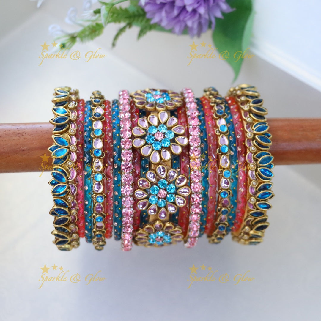 Exquisite Bridal Bangle Set – Silk Thread & Kundan ONE HAND