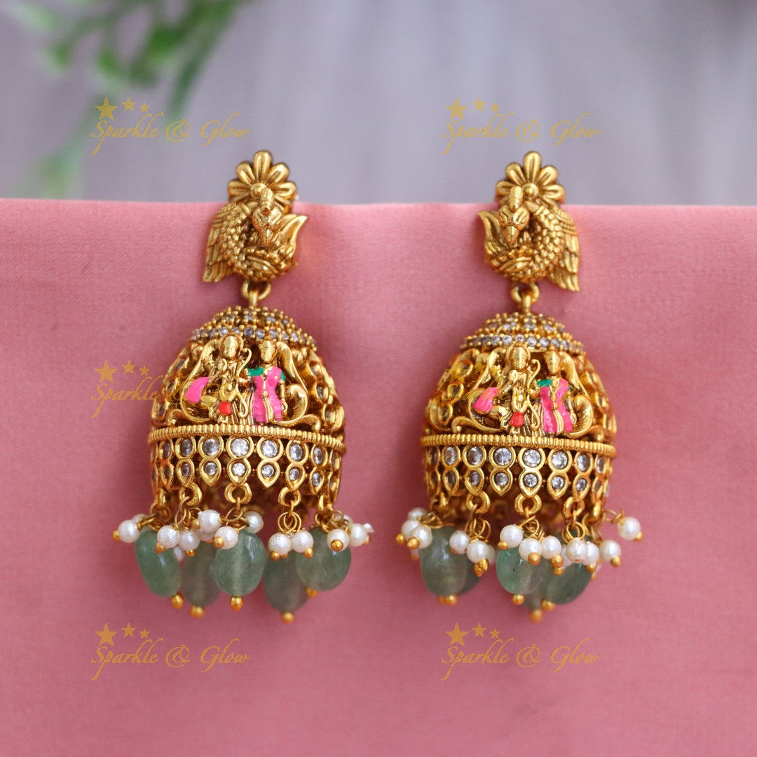 Exquisite Gold Temple Jhumka Earrings for Festivities