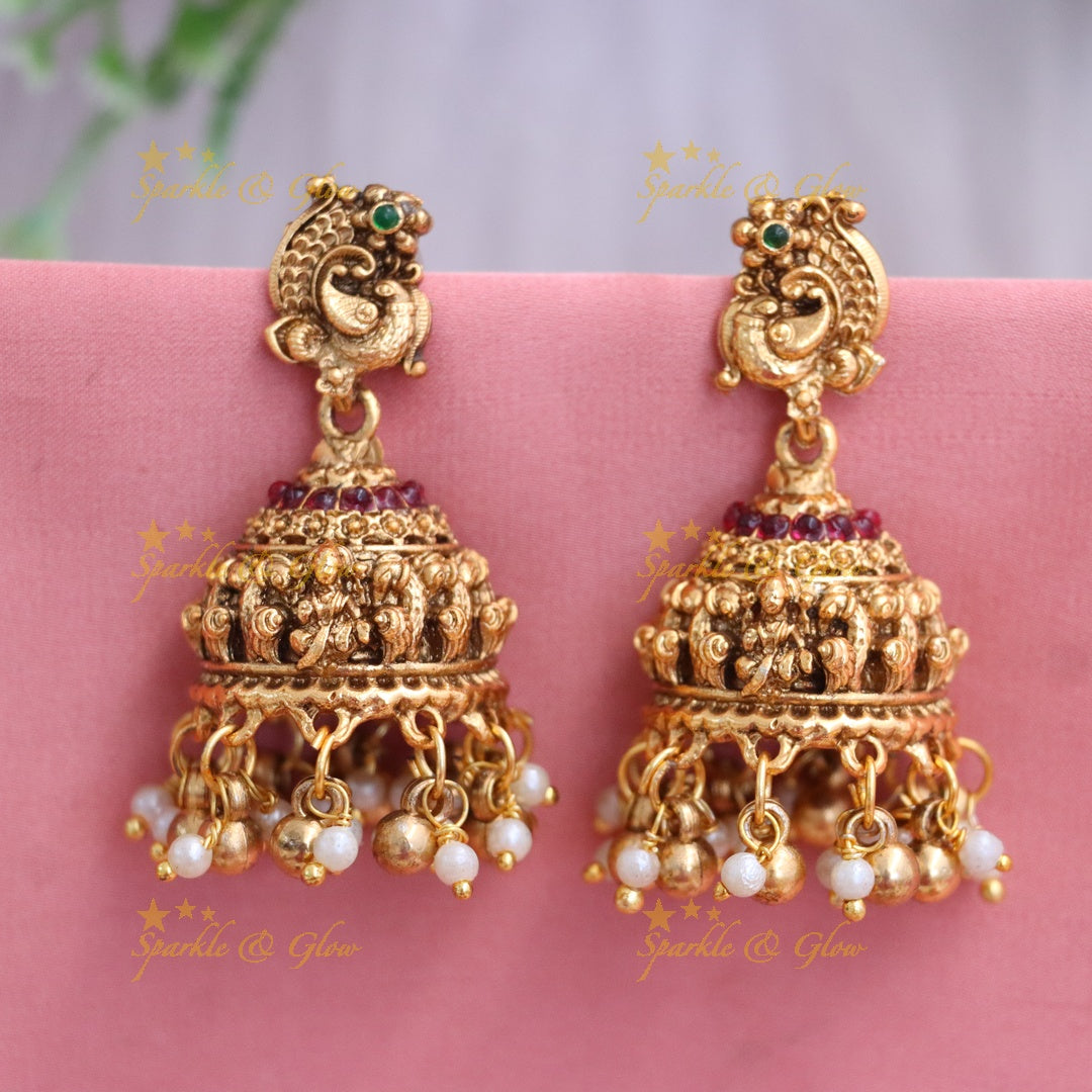 Exquisite Gold-Plated Temple Jhumka Earrings