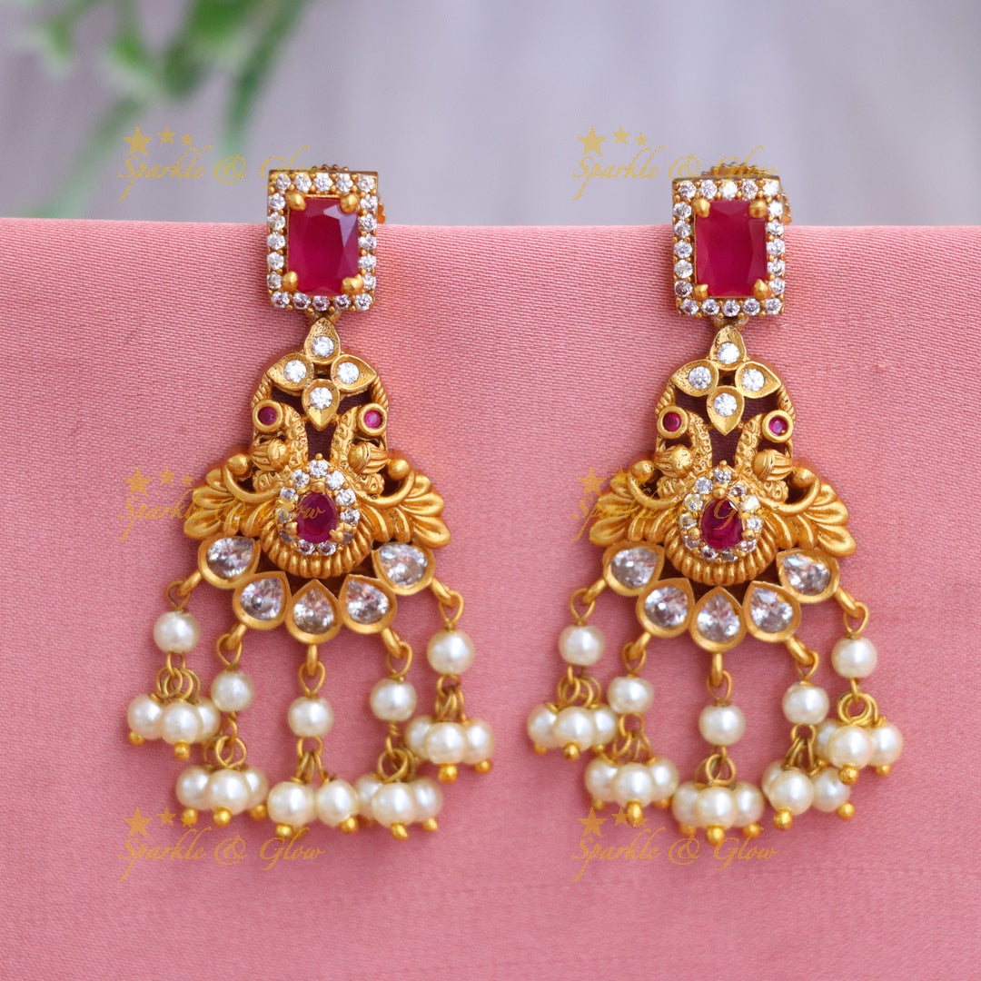 Gold-Toned Peacock Earrings - Perfect for Weddings