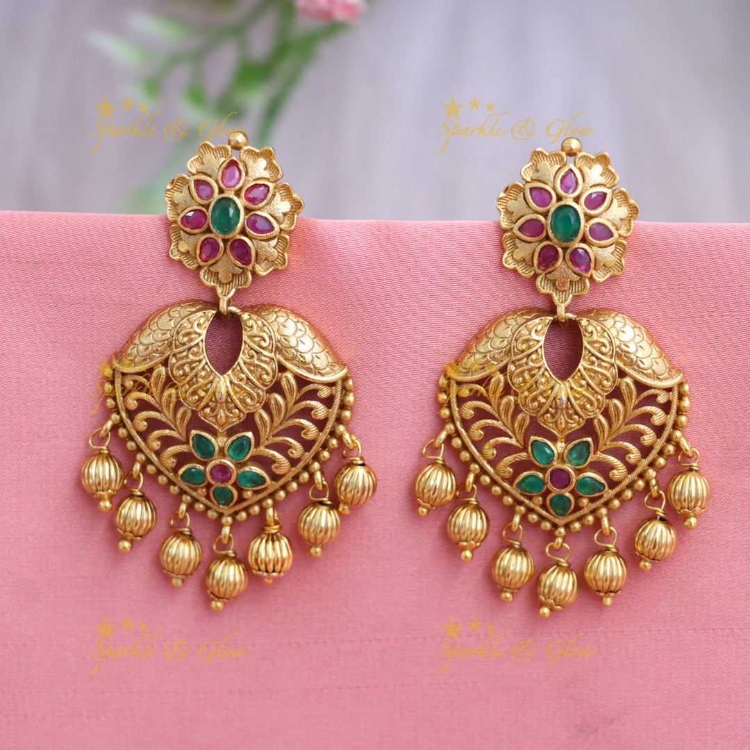 Exquisite Festive Gold Plated Chandbali Earrings