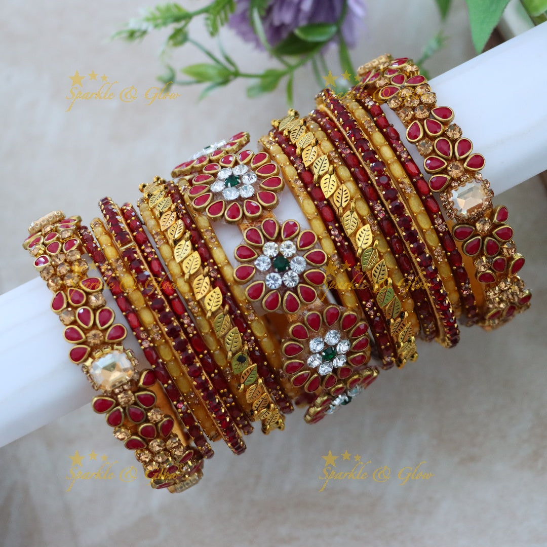 Exquisite Silk Thread Red Floral Wedding Bangles ONE HAND