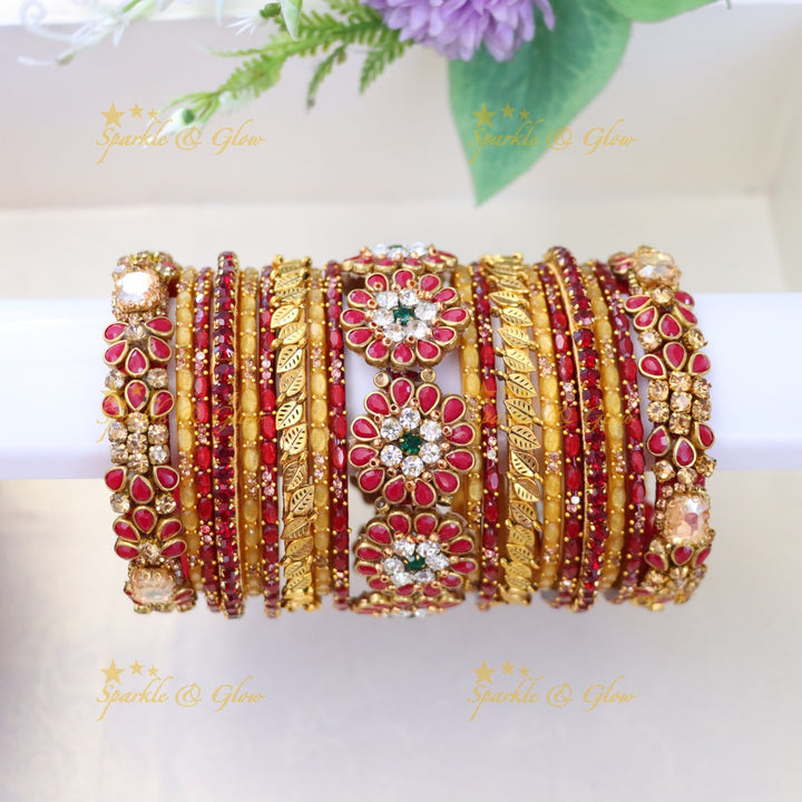 Exquisite Silk Thread Red Floral Wedding Bangles ONE HAND