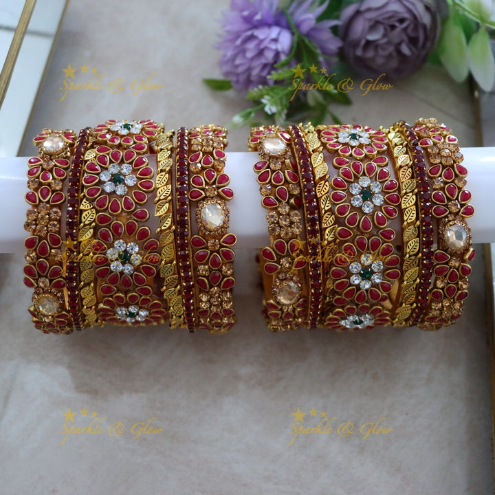 Exquisite Silk Thread Red Floral Wedding Bangles ONE HAND
