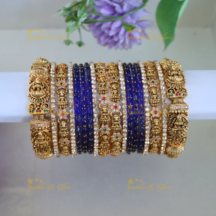 Elegant Idol Lakshmi Floral Carved Bridal Bangles