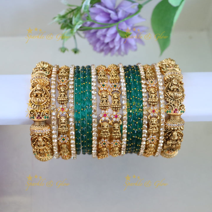 Elegant Idol Lakshmi Floral Carved Bridal Bangles
