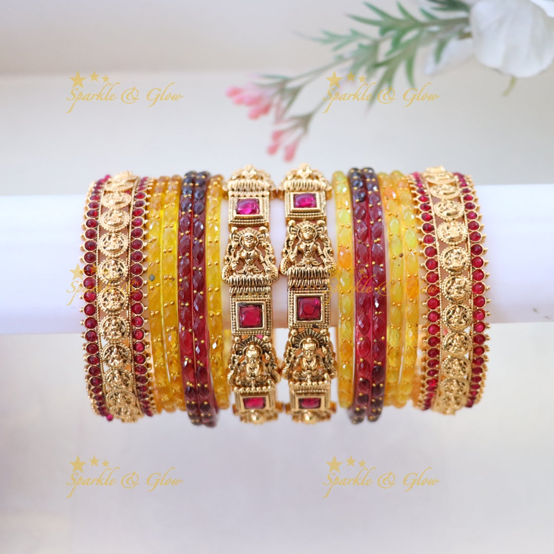 Exquisite Lakshmi Coin Bridal Bangles Set Online