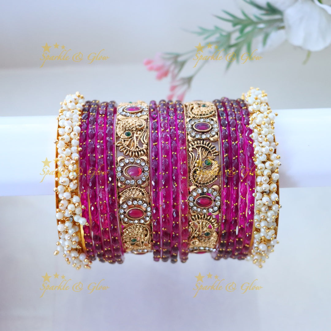 Stunning Bridal Peacock Bangles Set for Ceremonies