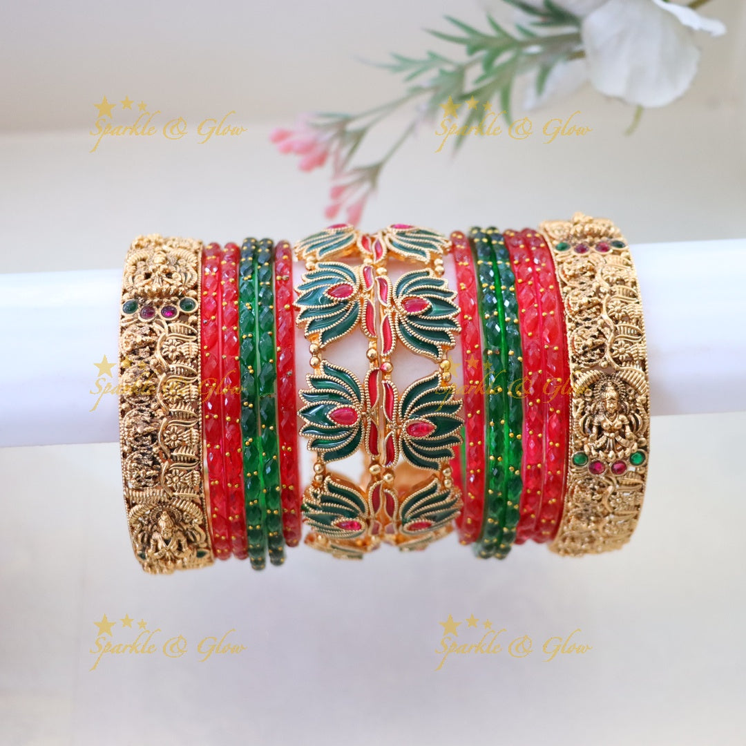 Lakshmi Bridal Bangles with Lotus Design