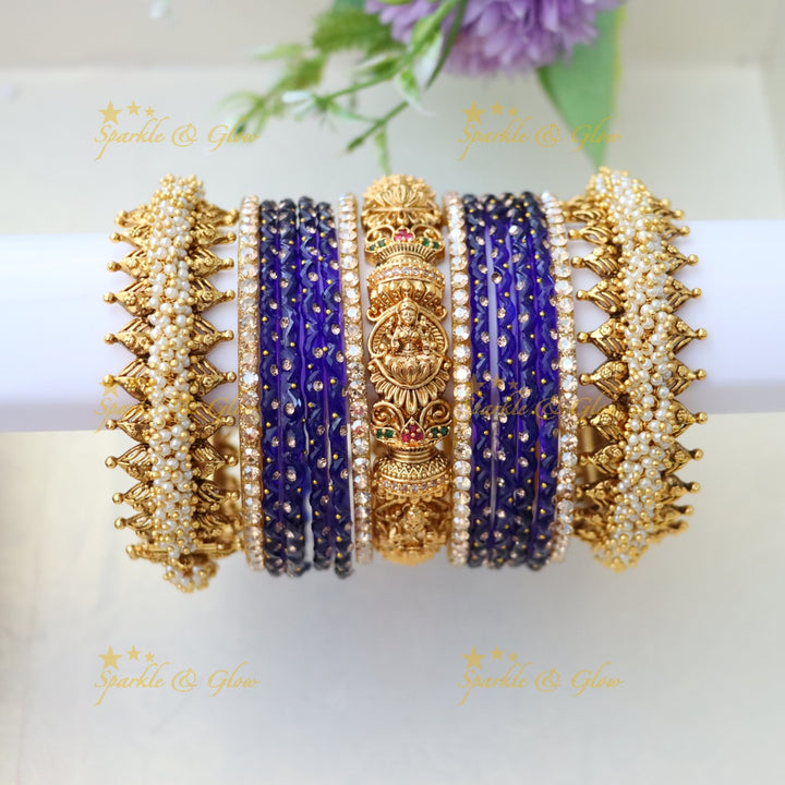 Exquisite Lakshmi Pearl Bridal Bangle Set for Elegance