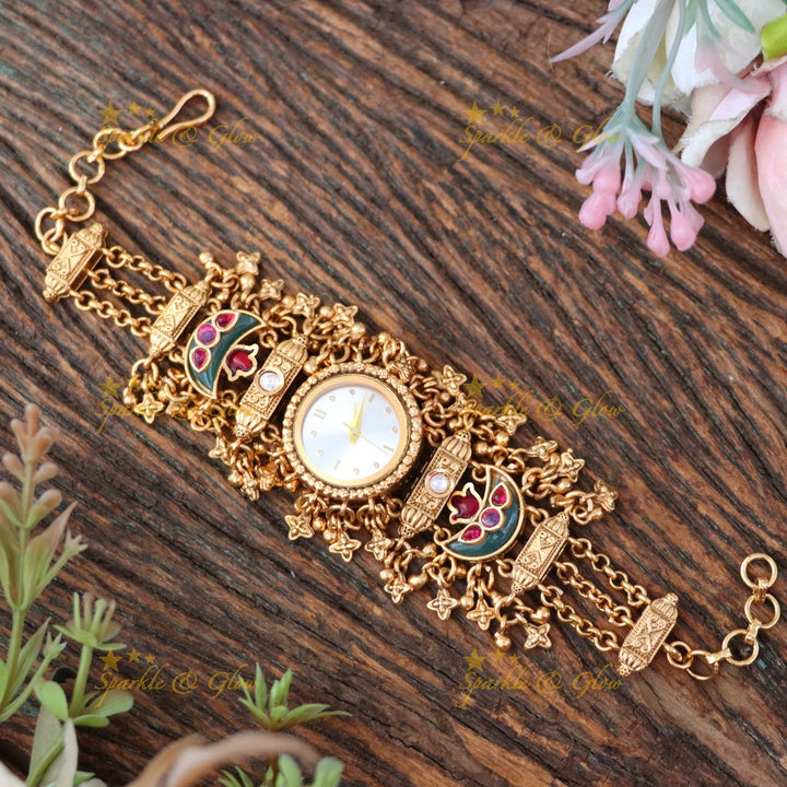 Antique Gold Watch Bracelet – Perfect Festive Accessory Preorder 30 days