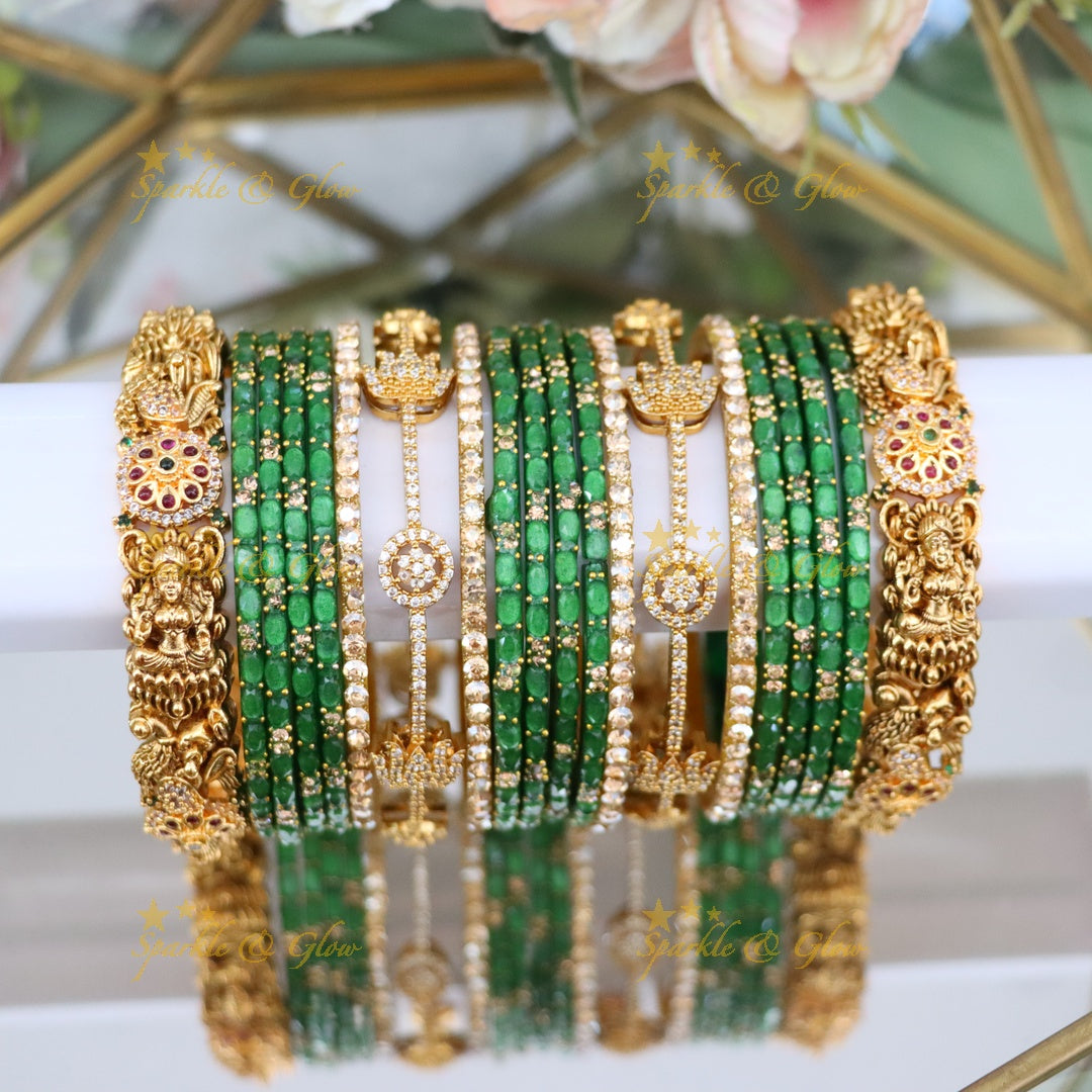 Exquisite Lakshmi Lotus Bridal Bangles Set