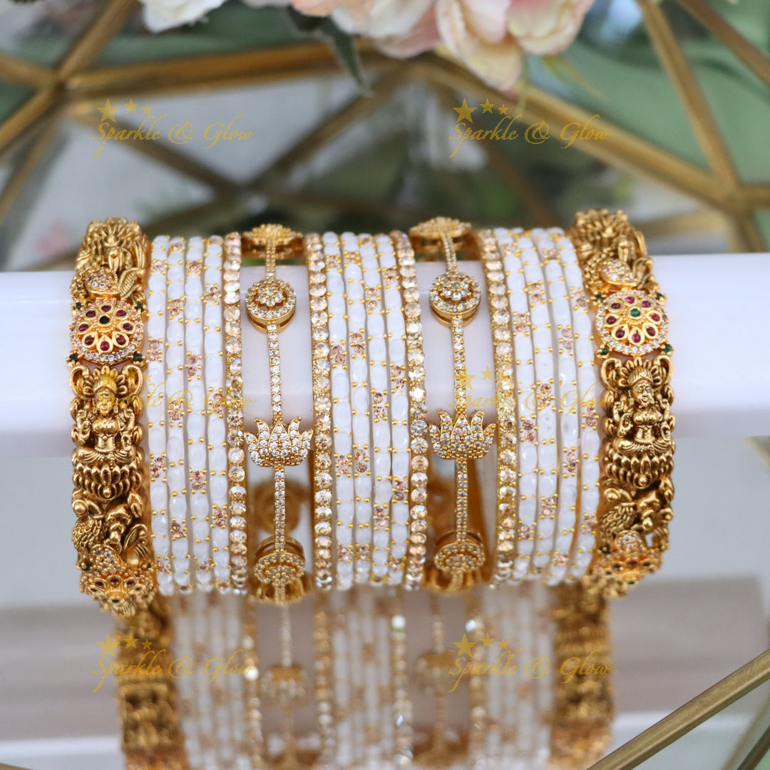Exquisite Lakshmi Lotus Bridal Bangles Set