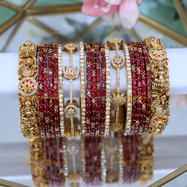 Exquisite Lakshmi Lotus Bridal Bangles Set