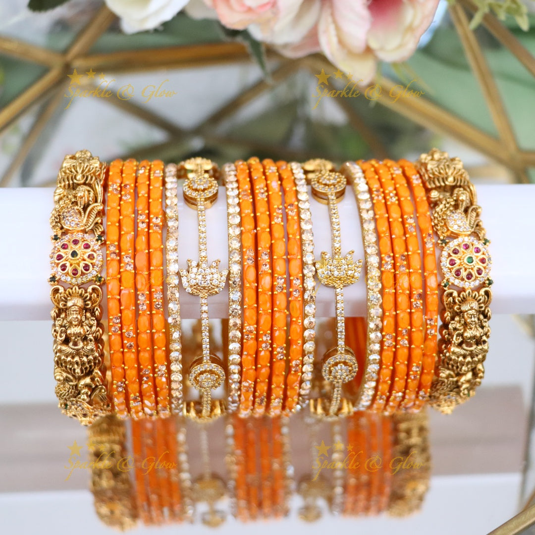 Exquisite Lakshmi Lotus Bridal Bangles Set