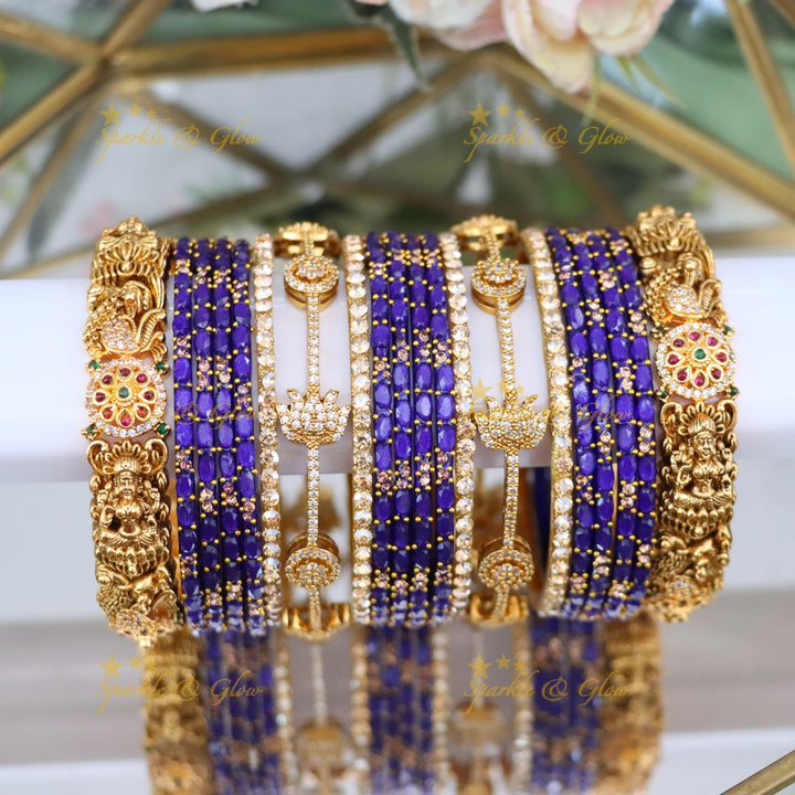 Exquisite Lakshmi Lotus Bridal Bangles Set