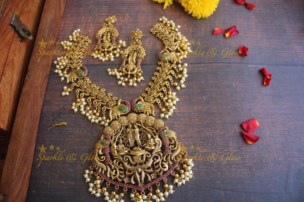 Gold alike Exquisite Rama Parivar gutta pusalu necklace - Sparkle and Glow