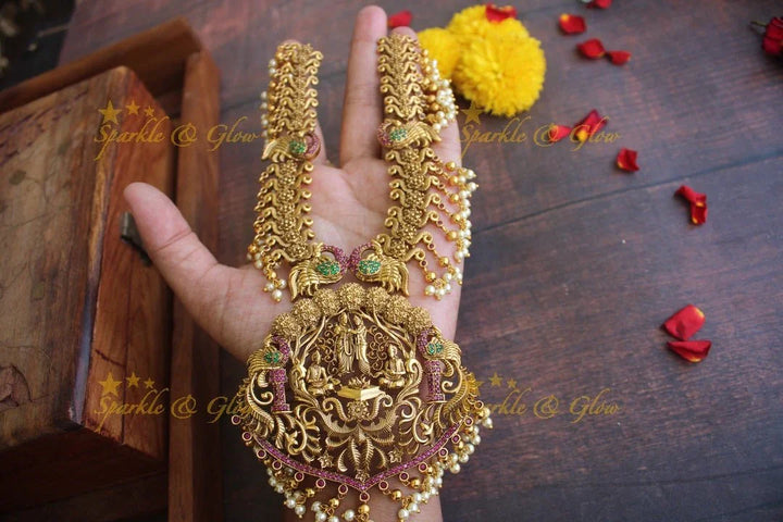 Gold alike Exquisite Rama Parivar gutta pusalu necklace - Sparkle and Glow
