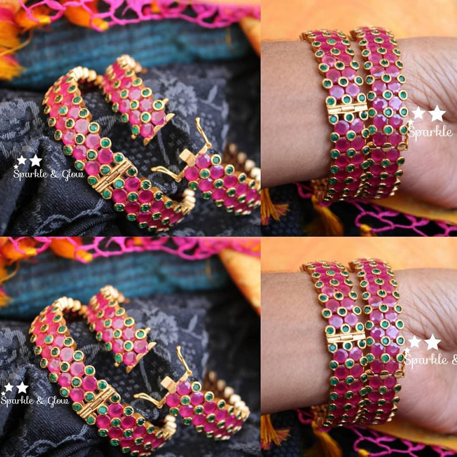 Semi precious stones openable bangle - Single piece - Sparkle and Glow