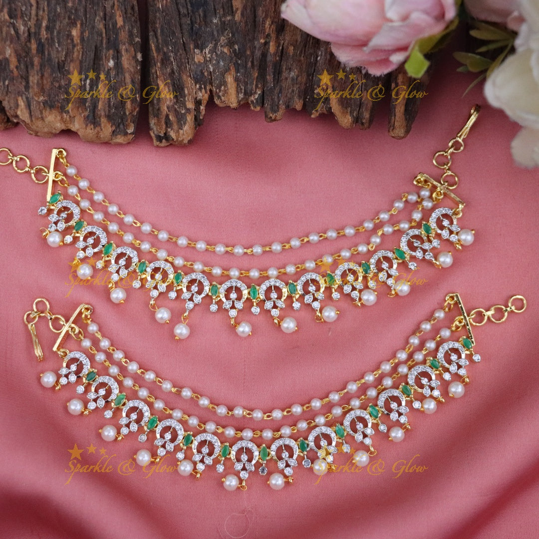 Exquisite American Diamond Earchains for Weddings