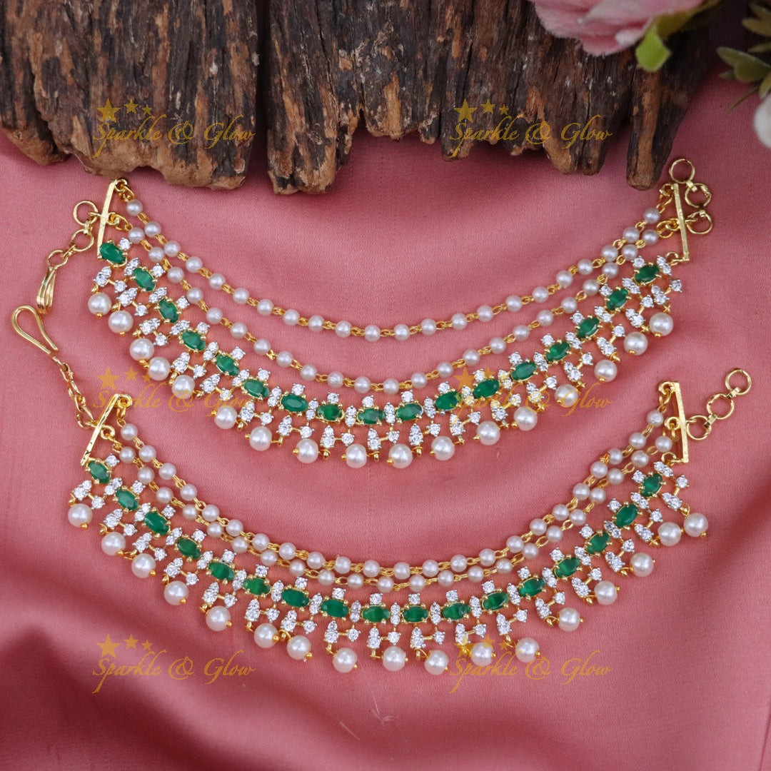 Exquisite Pearl & Emerald Earrings - Sparkle & Glow