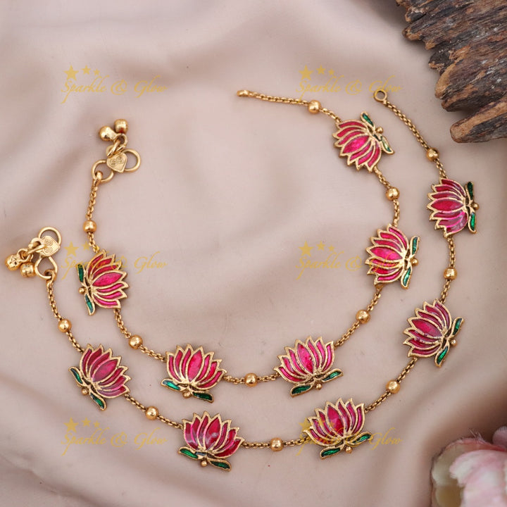 Exquisite Gold Lotus Anklet | Perfect for Weddings