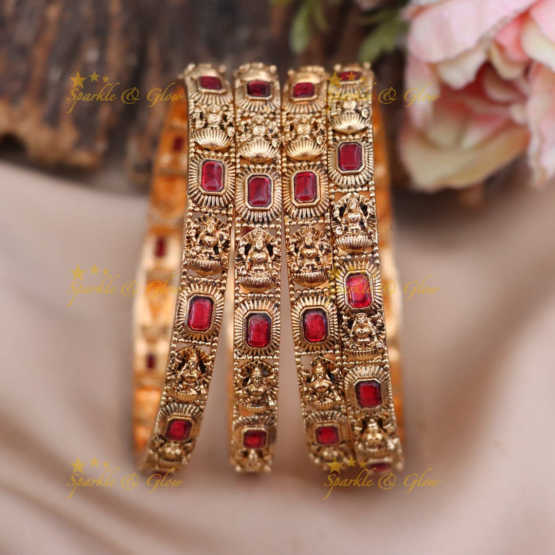 Exquisite Gold Temple Bangle Set - Sparkle & Glow