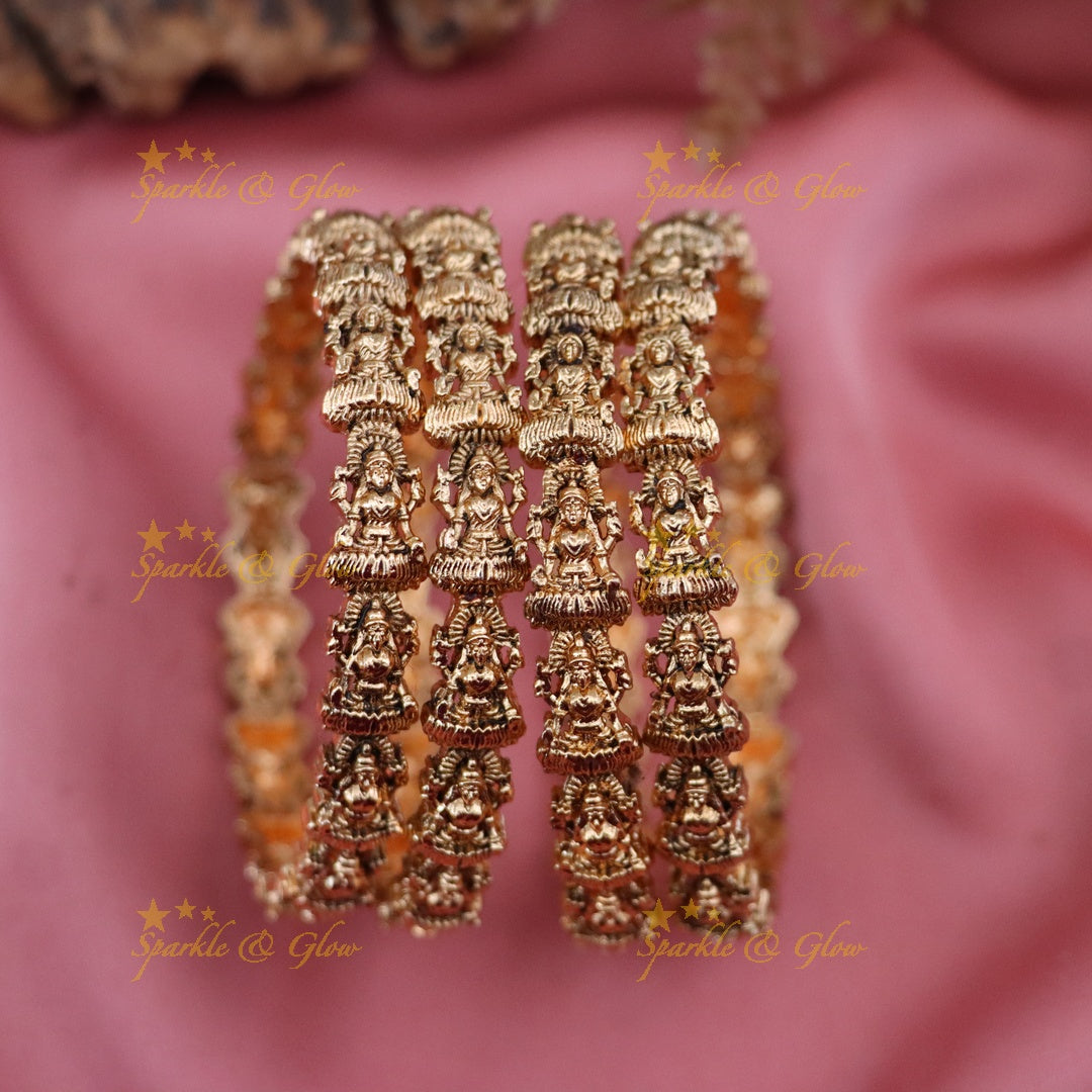 Exquisite Gold-Plated Temple Bangles for Festive Occasions