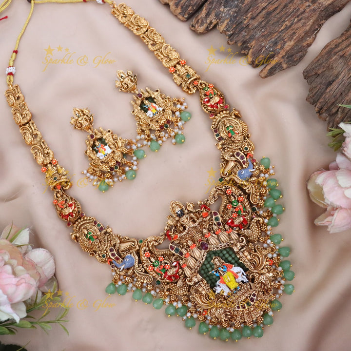Exquisite Gold Temple Jewelry Set - Perfect for Festive Weddings