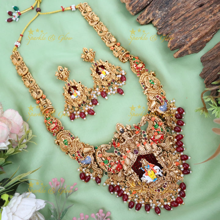 Exquisite Gold Temple Jewelry Set - Perfect for Festive Weddings