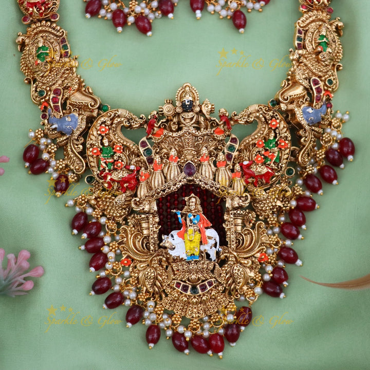 Exquisite Gold Temple Jewelry Set - Perfect for Festive Weddings