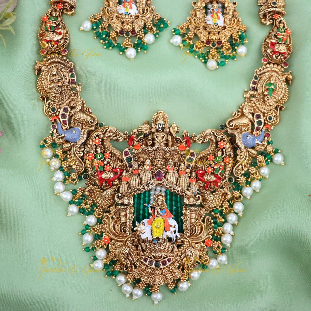 Exquisite Gold Temple Jewelry Set - Perfect for Festive Weddings