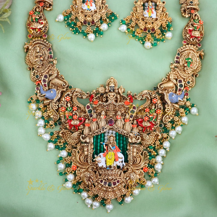 Exquisite Gold Temple Jewelry Set - Perfect for Festive Weddings