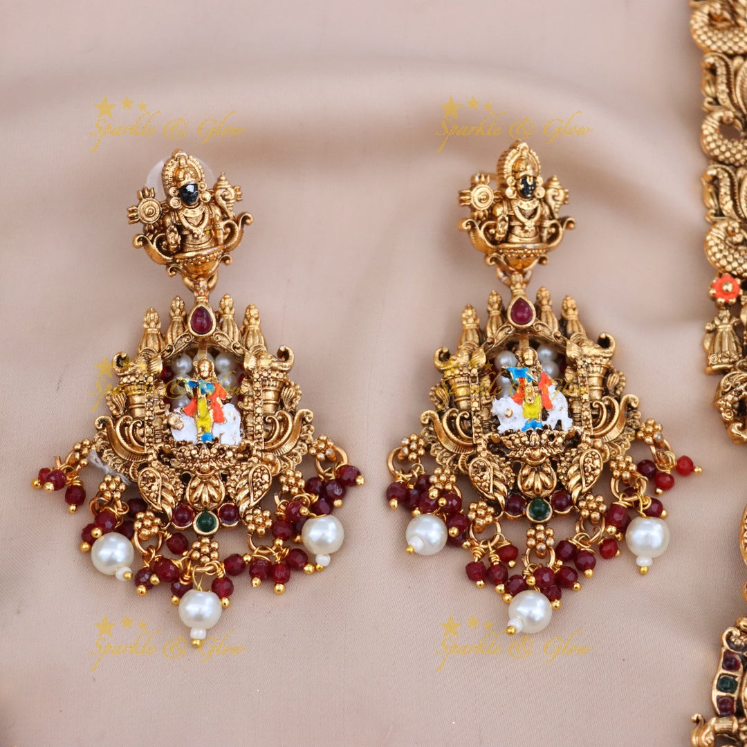 Exquisite Gold Temple Jewelry Set - Perfect for Festive Weddings