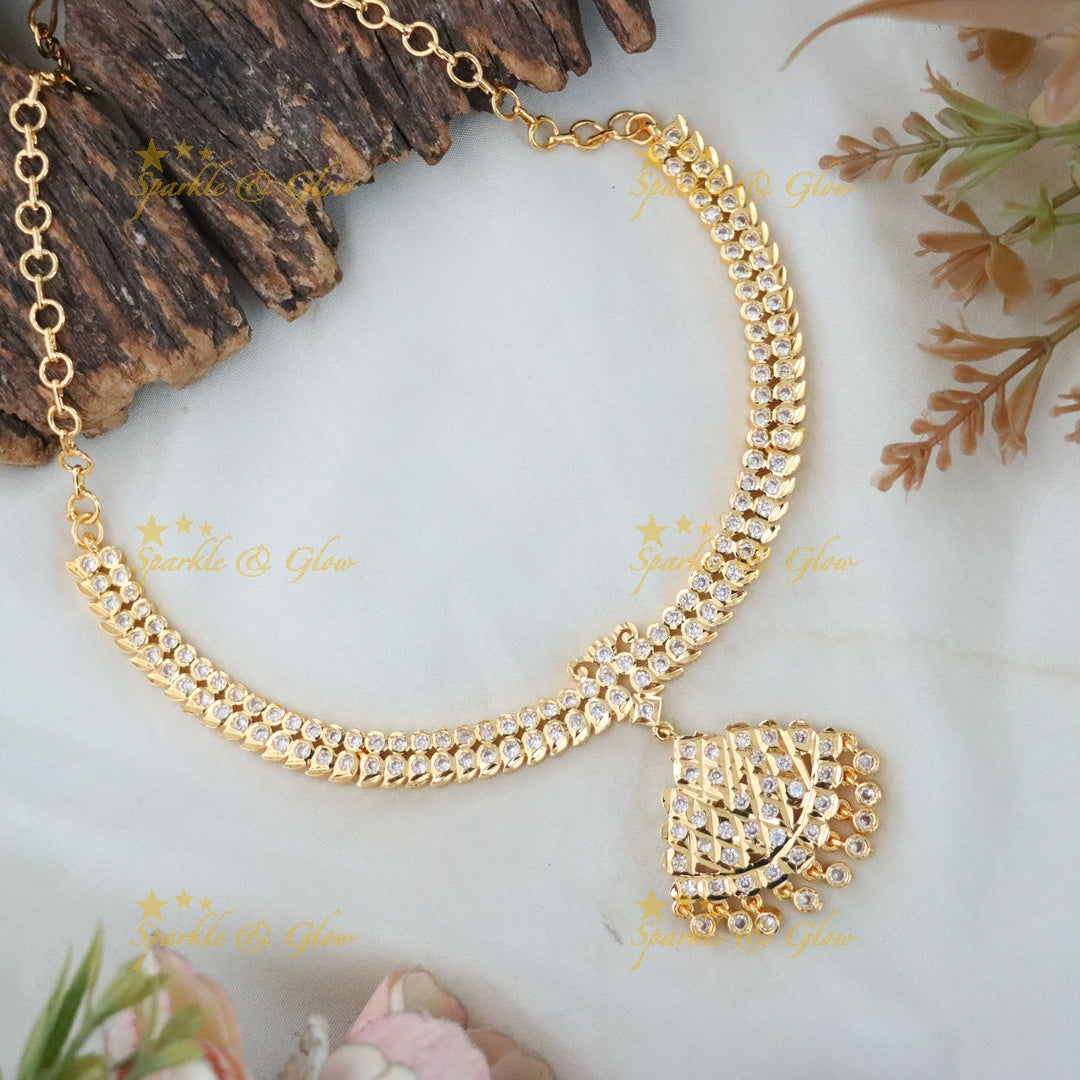 Exquisite Micro Gold Bridal Necklace - Sparkle & Glow