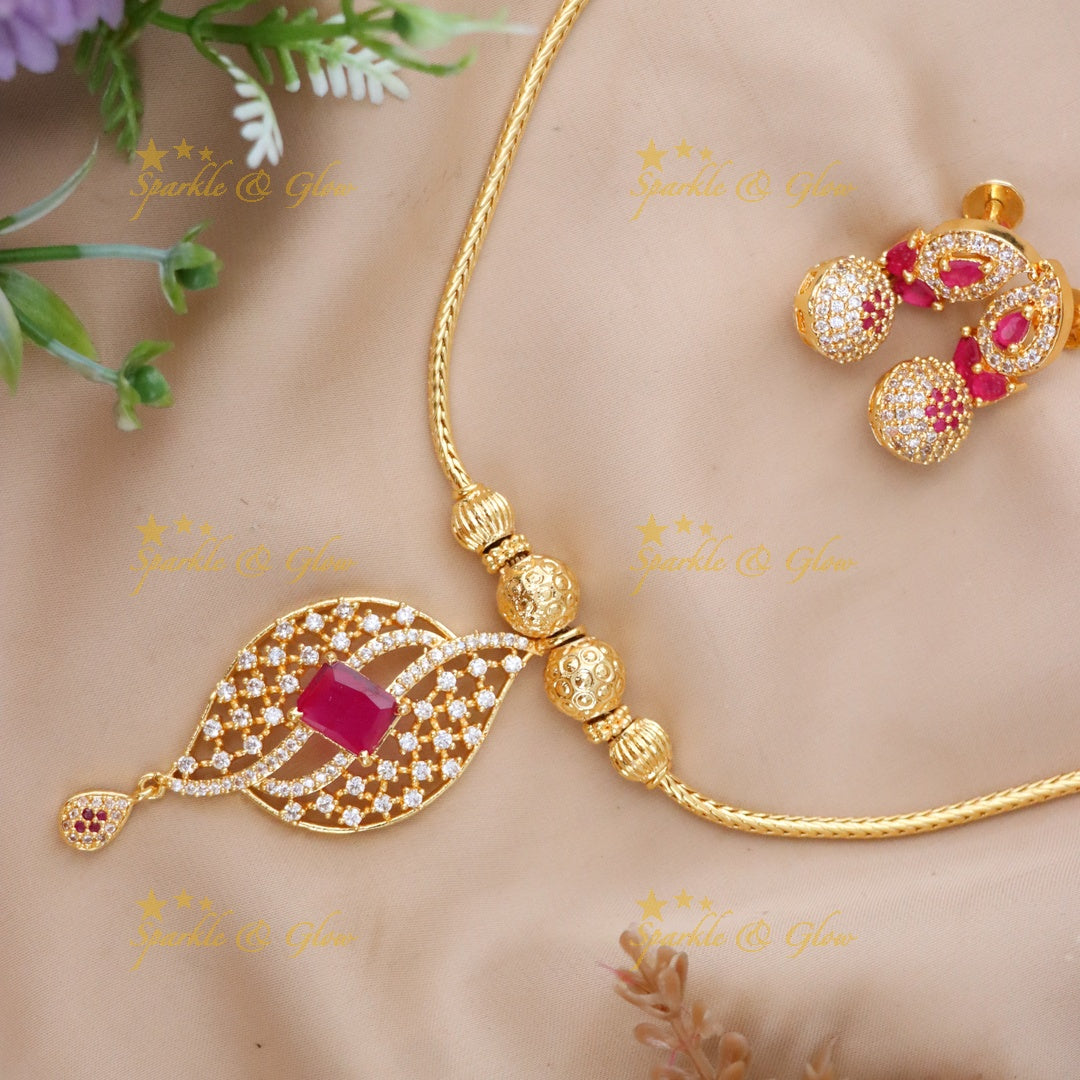 Elegant Microgold Short Necklace - Festive Shine