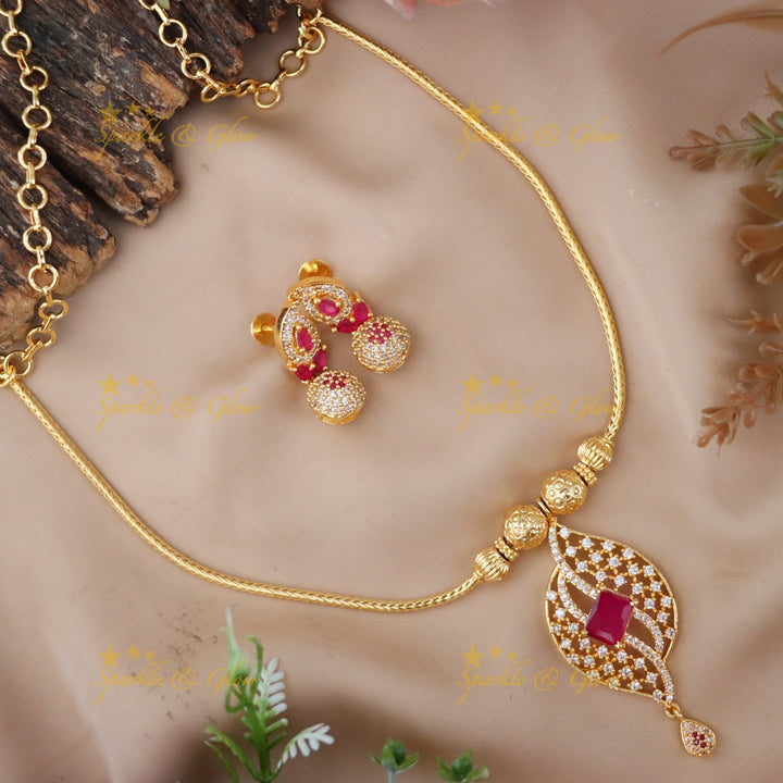 Elegant Microgold Short Necklace - Festive Shine