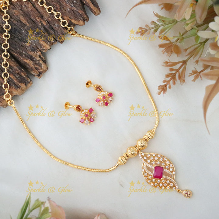 Elegant Microgold Short Necklace - Festive Shine