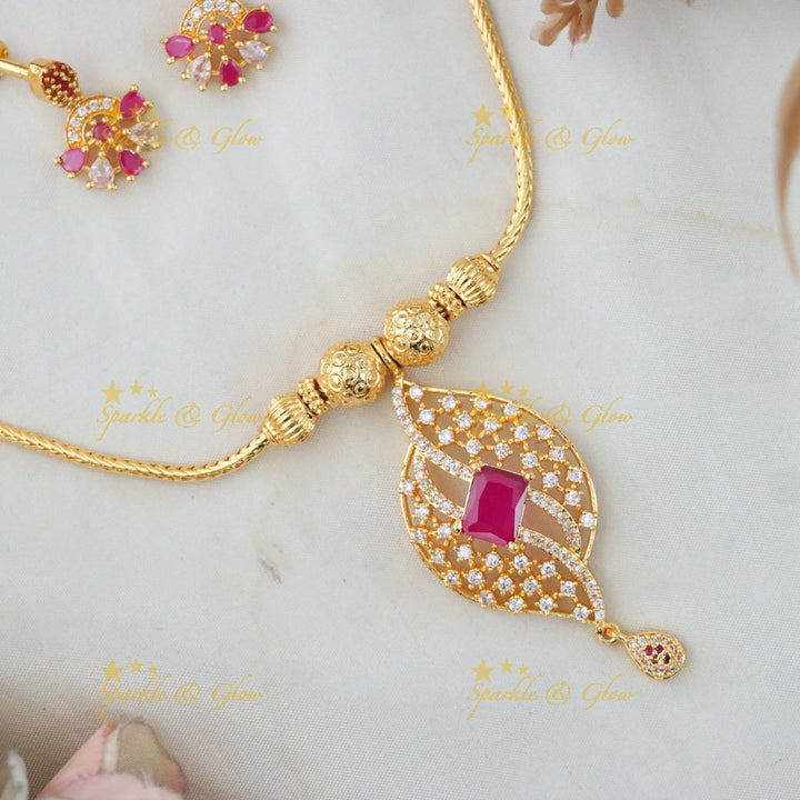 Elegant Microgold Short Necklace - Festive Shine