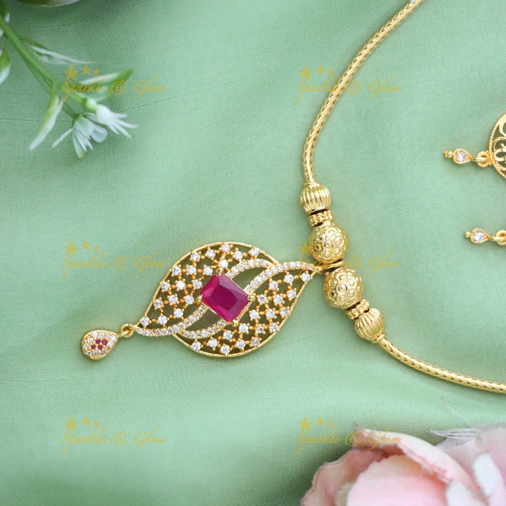 Elegant Microgold Short Necklace - Festive Shine