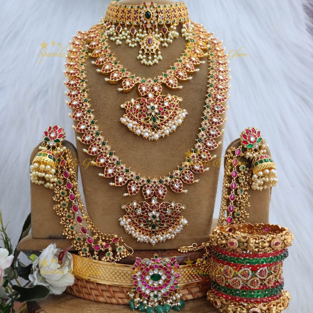 Opulent Jadau Kundan Mango Bridal Jewellery Set