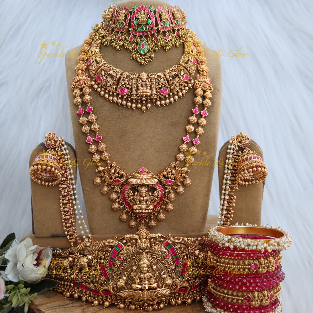 Luxurious Lakshmi Bridal Set in Imitation Jewellery
