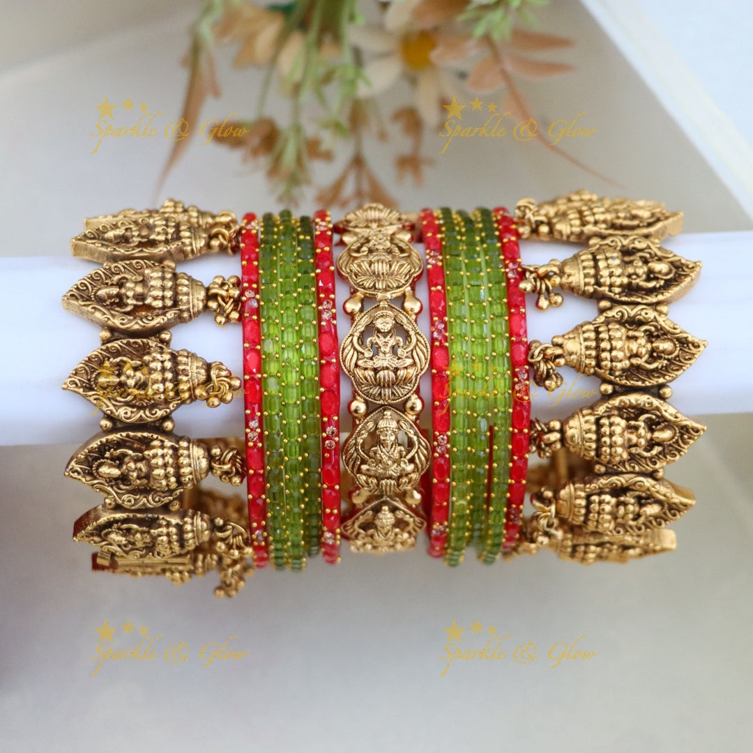 Elegant Lakshmi Design Bridal Bangle Set in Vibrant Hues