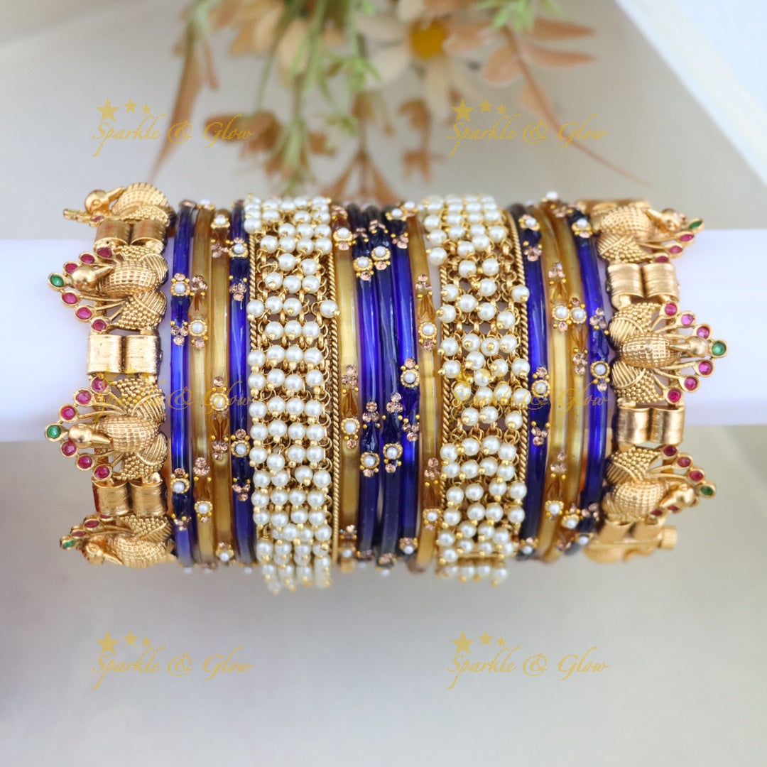 Elegant Peacock Bridal Bangle Set for Weddings