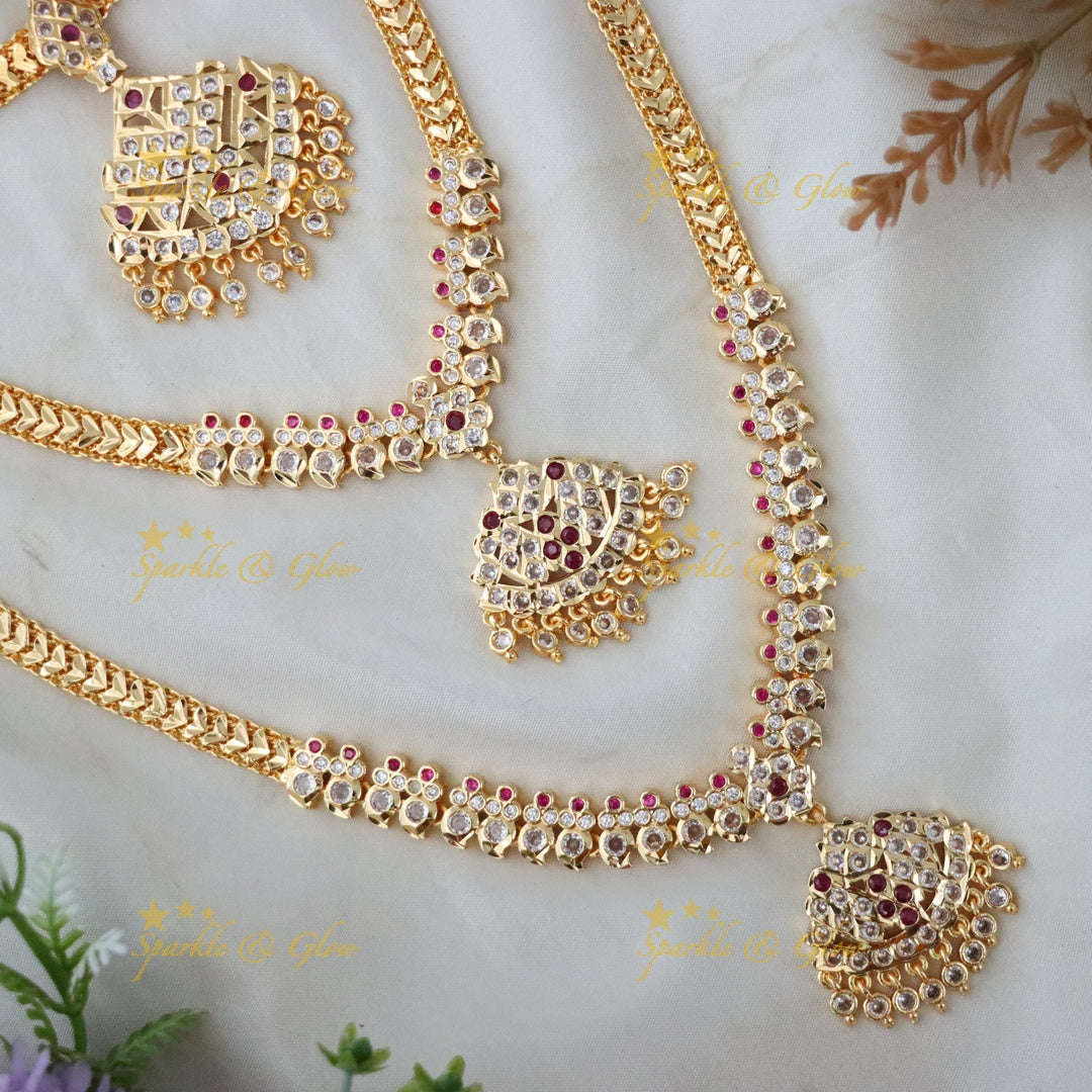 Exquisite Microgold Bridal Necklace Set - Sparkle & Glow