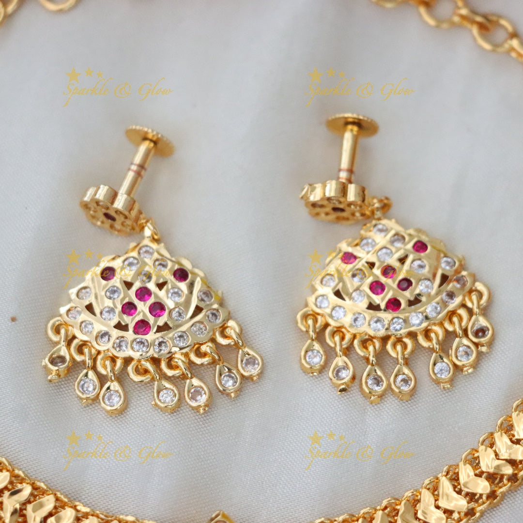 Exquisite Microgold Bridal Necklace Set - Sparkle & Glow