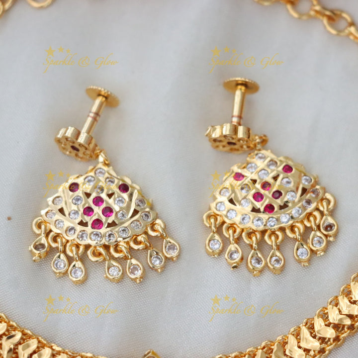 Exquisite Microgold Bridal Necklace Set - Sparkle & Glow